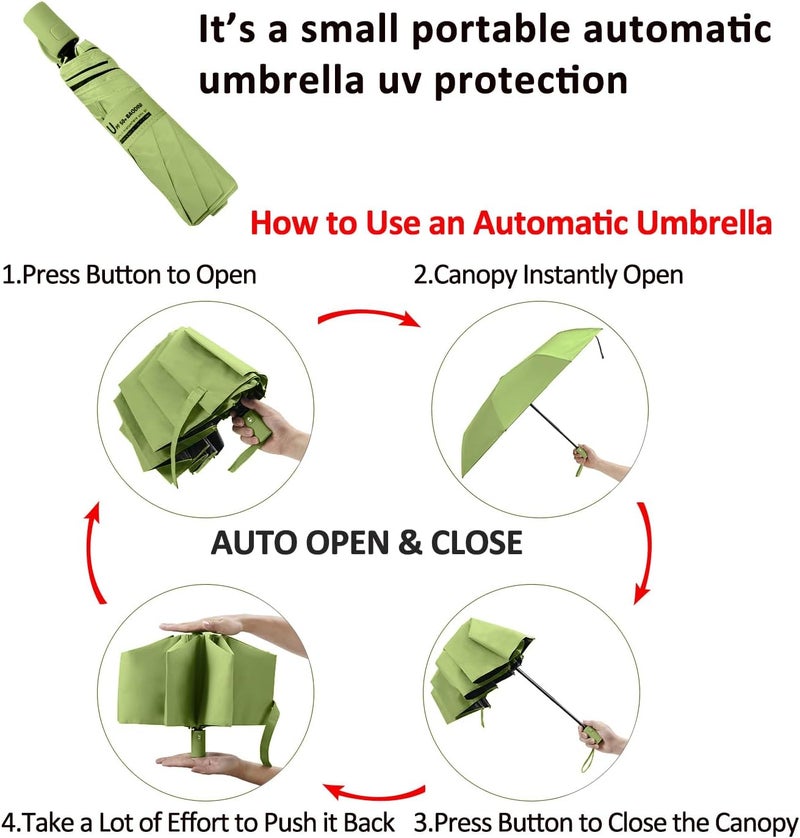 BAODINI Small UV Protection Travel Umbrella Compact for Rain and Sun UPF 50+ Windproof Portable 42 inch Umbrella for Women and Men - Image 4